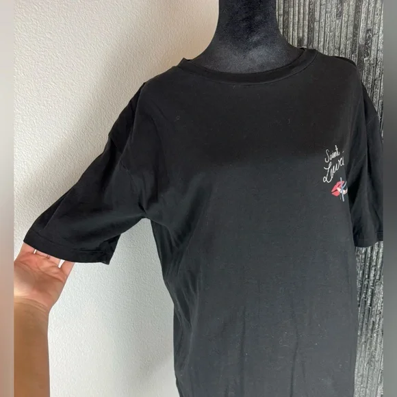 🚭Saint Laurent Black No Smoking Detail Cotton Jersey T Shirt Size XS